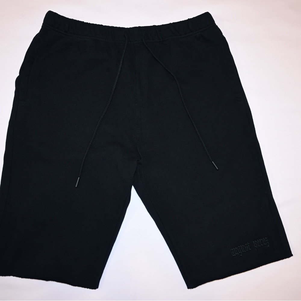 Black Embroidery Sweat Shorts